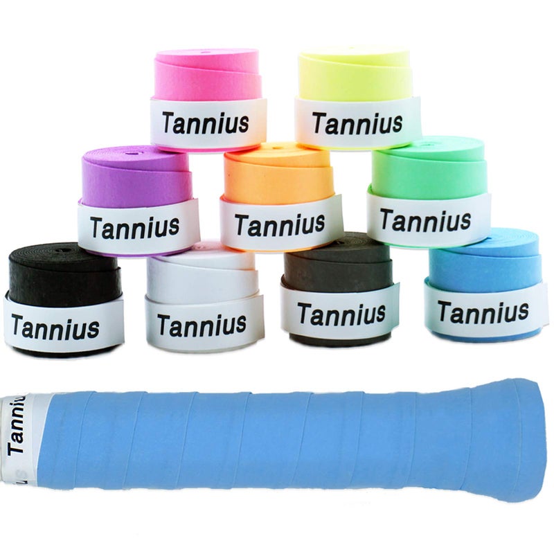 Tannius Dry Feel Tennis Overgrip (Pack of 9)  Long-Lasting Tennis Racket Grip Tape  Super-Absorbent and Non-Slip Racquet Grip (Mixed Colors) - Image 1